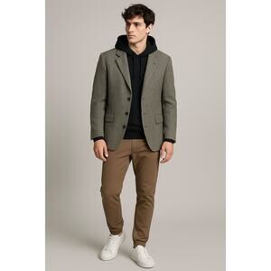 Oscar de la Renta Menswear Blazer 42R Gray Wool Tweed Sport Coat Jacket